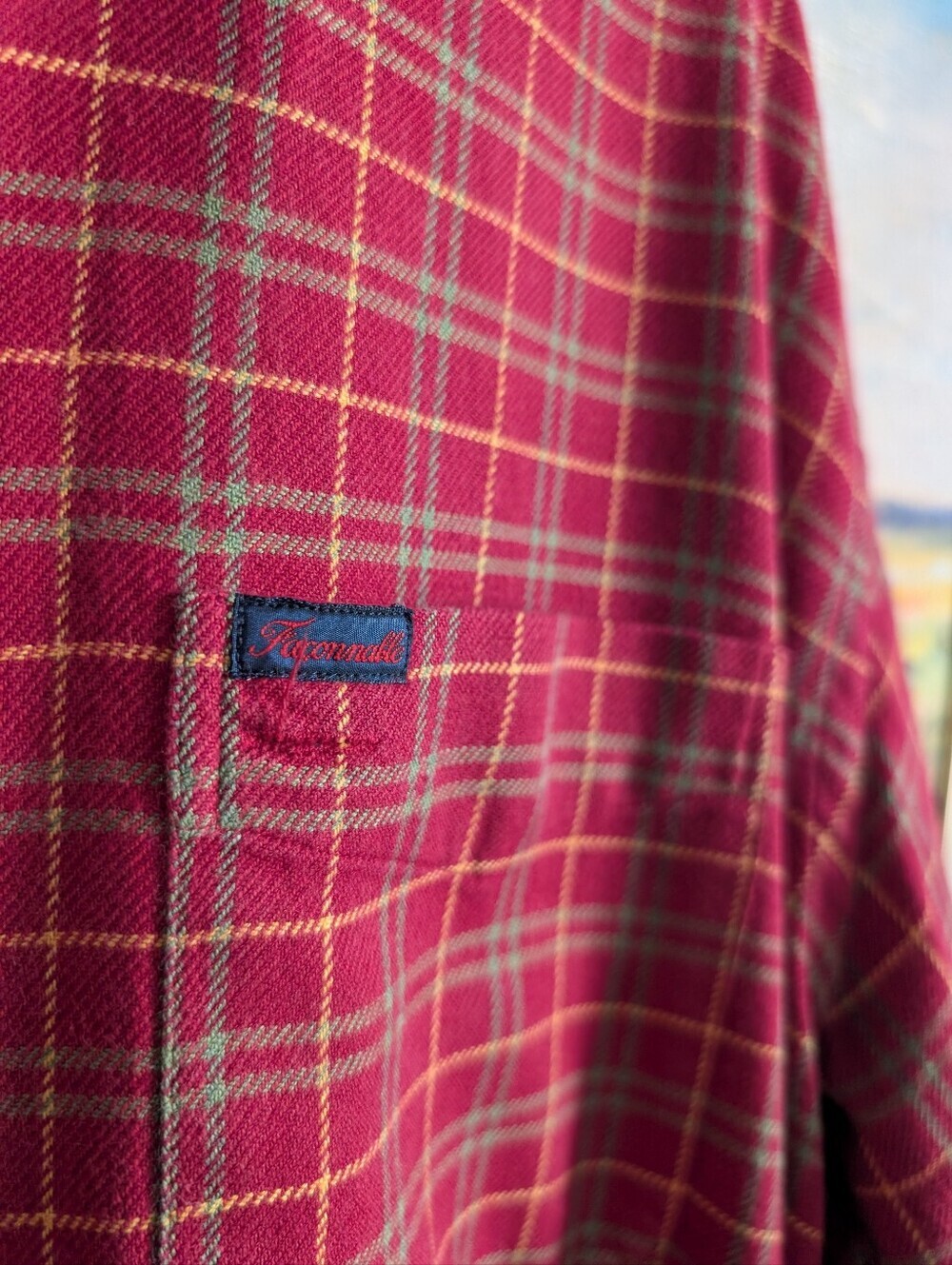 Faconnable Red and Yellow Plaid Button-Down Flannel - Picture 4 of 6
